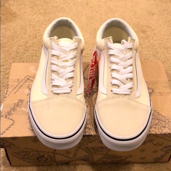 vans old skool gum block white skate shoes